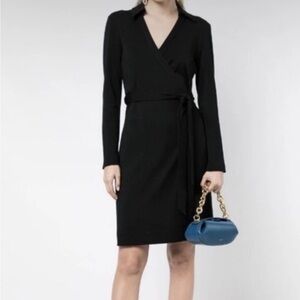Diane Von Furstenberg Black Long Sleeve Wrap Dress